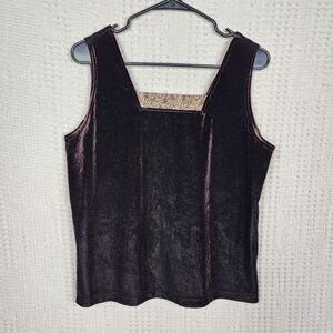 VINTAGE PETER POPOVITCH Square Neck Brown Velvet Tank Top M